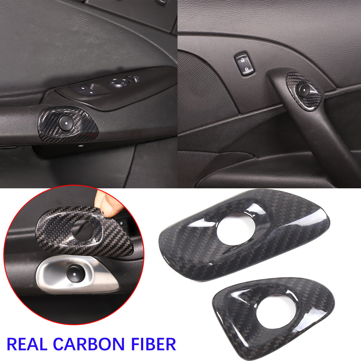 Real Dry Carbon Fiber Door Window Lift Switch Button Trim For Corvette C6 05-13 10