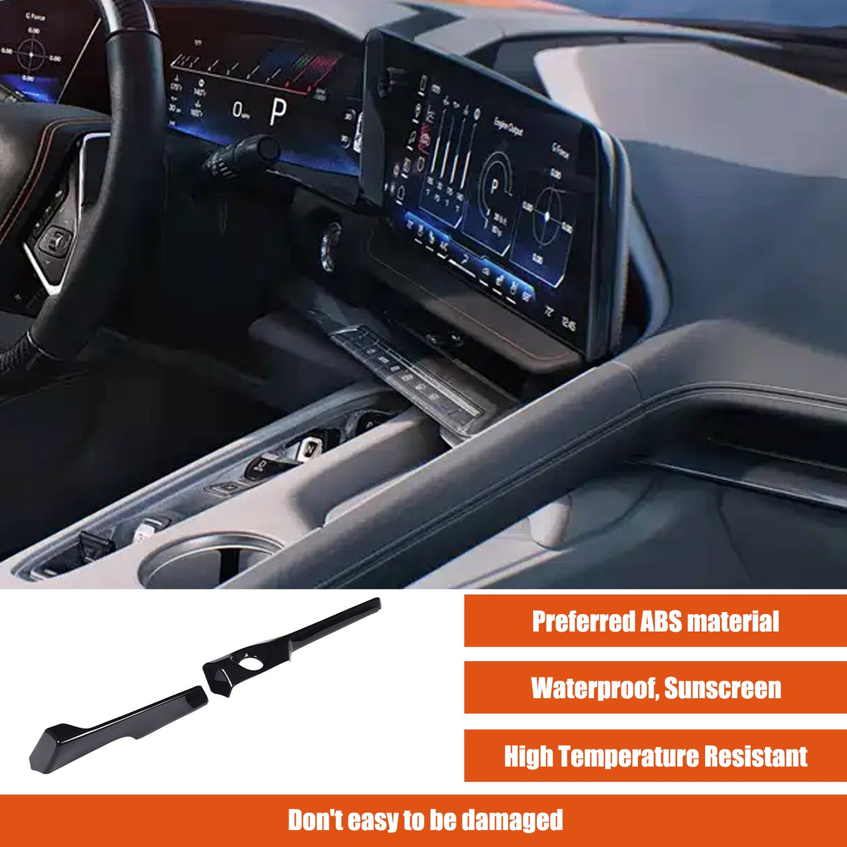 Glossy Piano Black Center Console Panel Trim Set For Corvette C8 2026+ 21