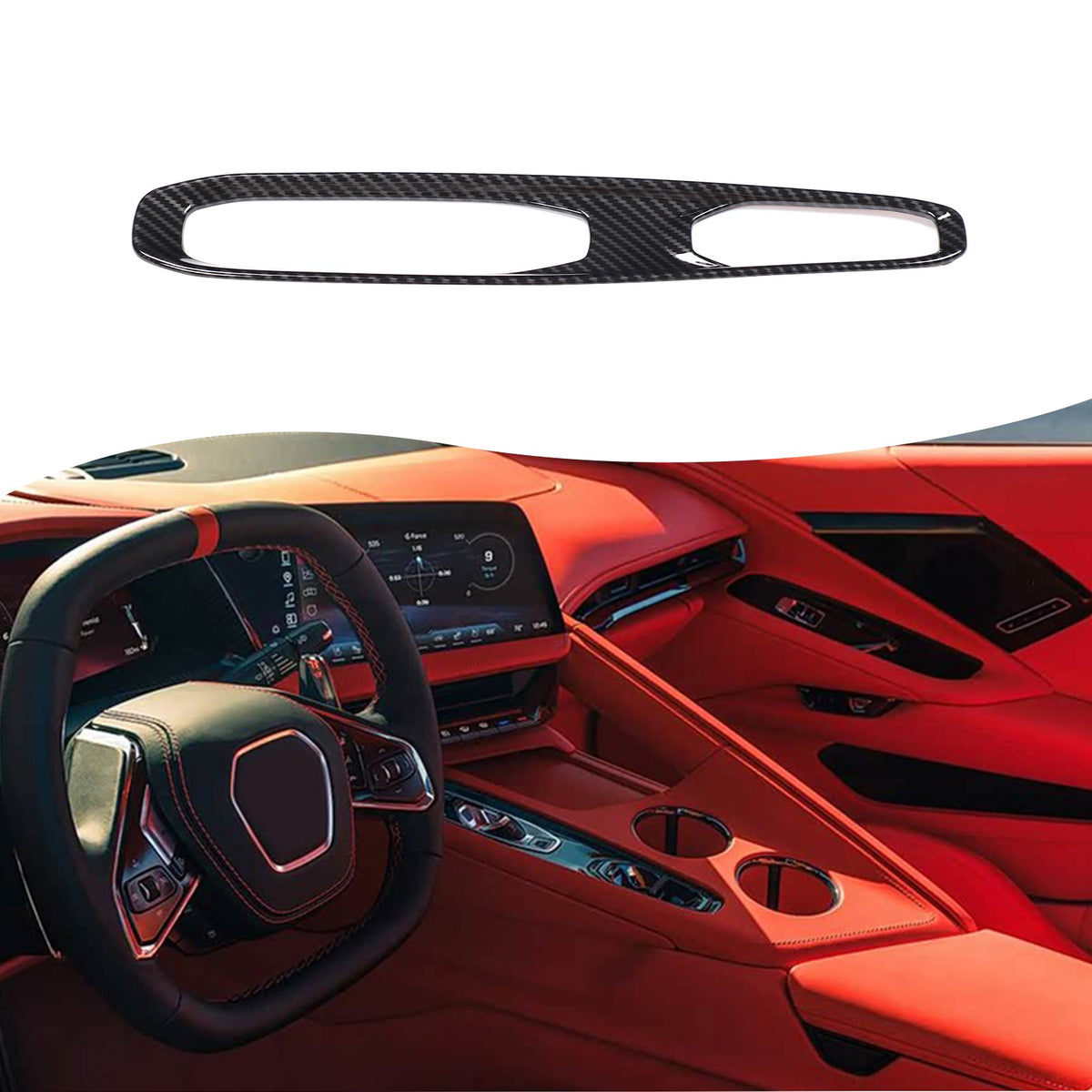 Carbon Fiber ABS Center Console Gear Shift Panel Trim Set For Corvette C8 26+ US 21