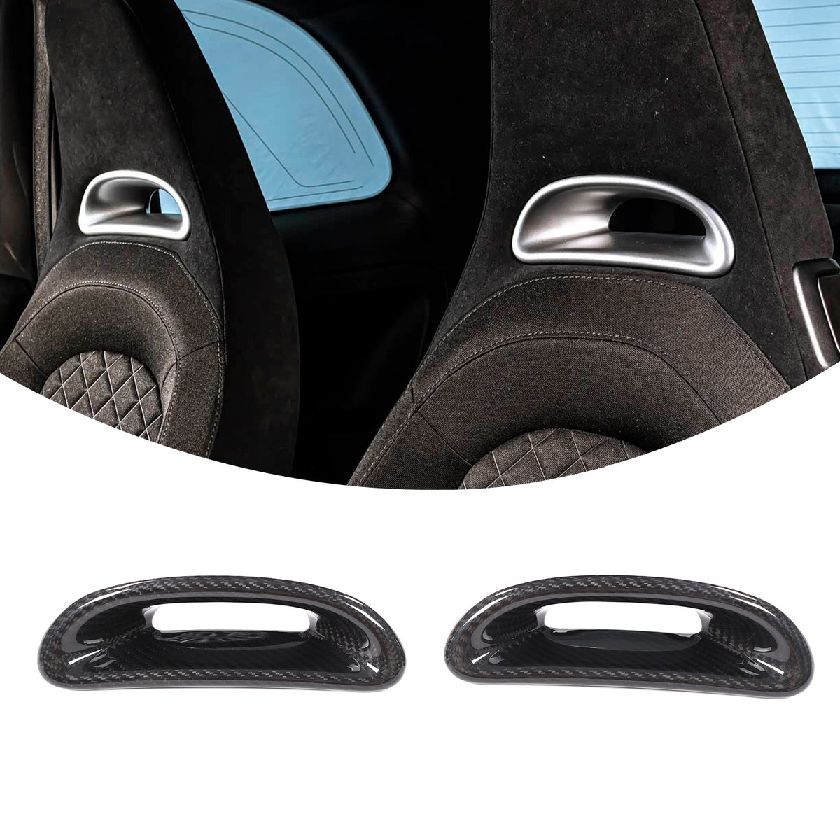 Real Carbon Fiber Front Seat Back Cover For Fiat 500 Abarth 595 2016-2024 7