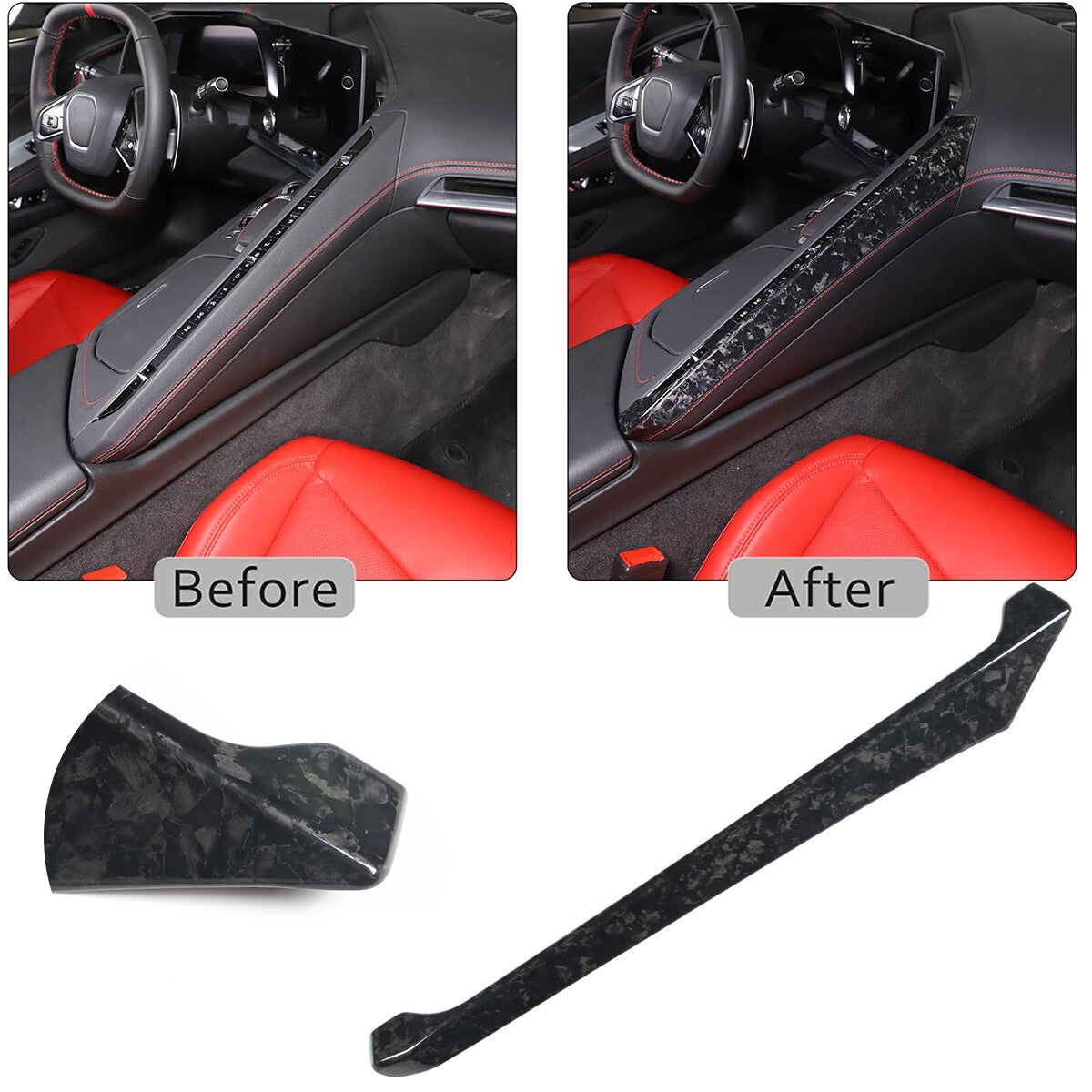 16PCS Forged Real Carbon fiber Car interior Kit Cover Trim Set For Corvette C8 10