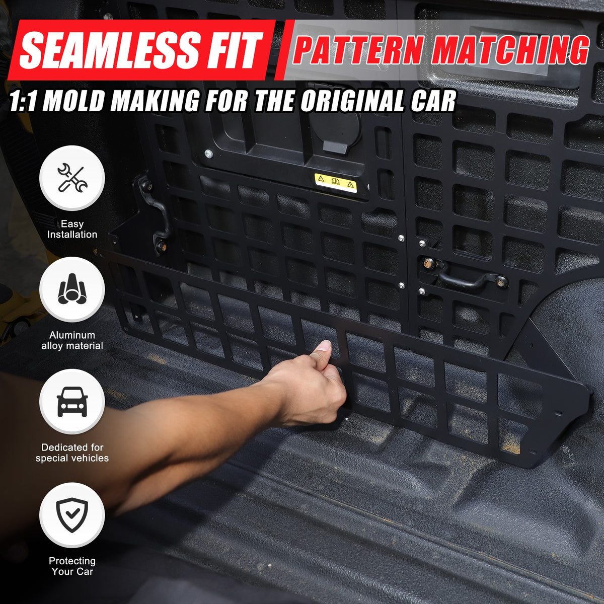 Steel Trunk Left Side Storage Bag Hanger Molle Panel For Ford Ranger T9 2023+ 5