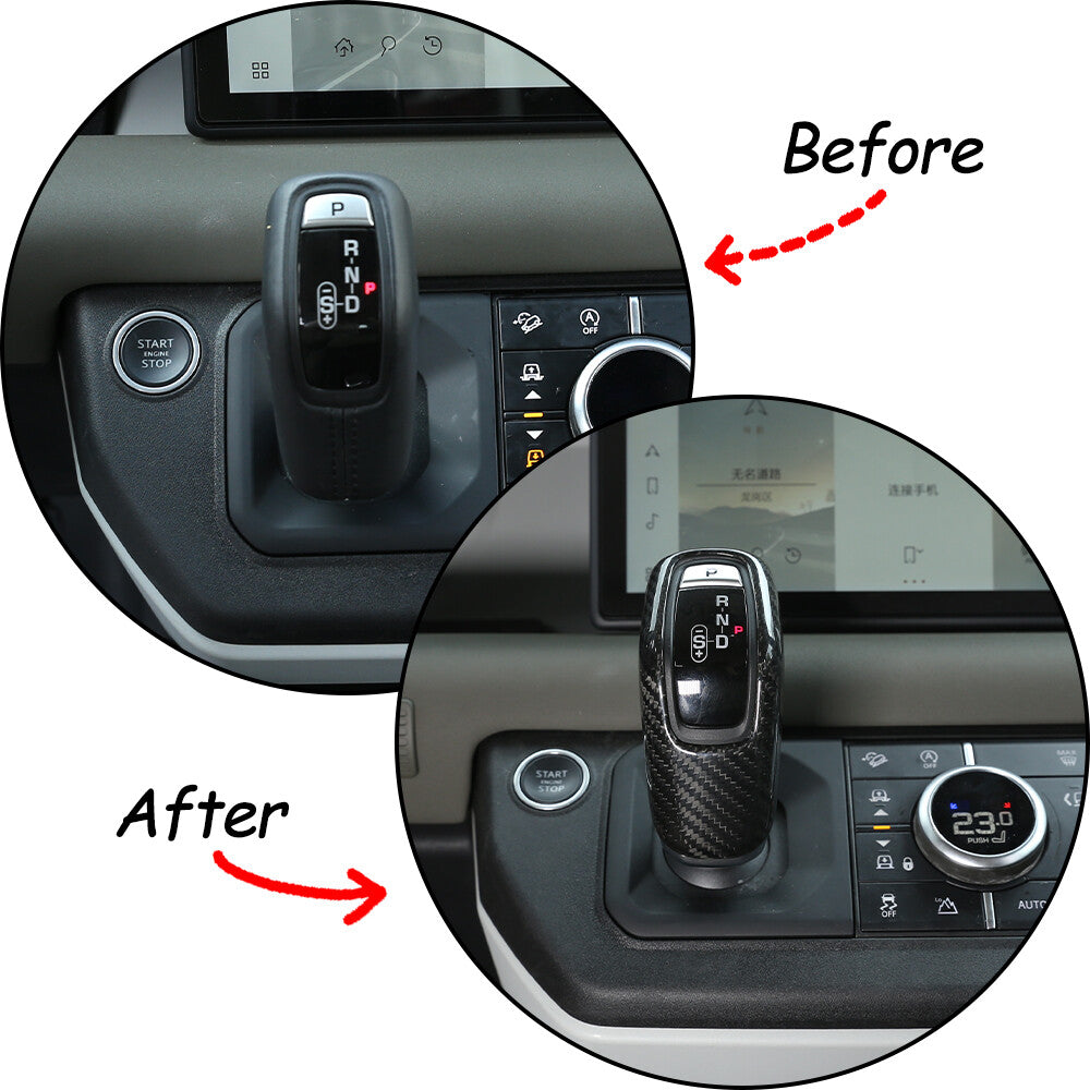 For Land Rover Defender 110 2020-21 Real Carbon Fiber Gear Shift Head Cover Trim 2