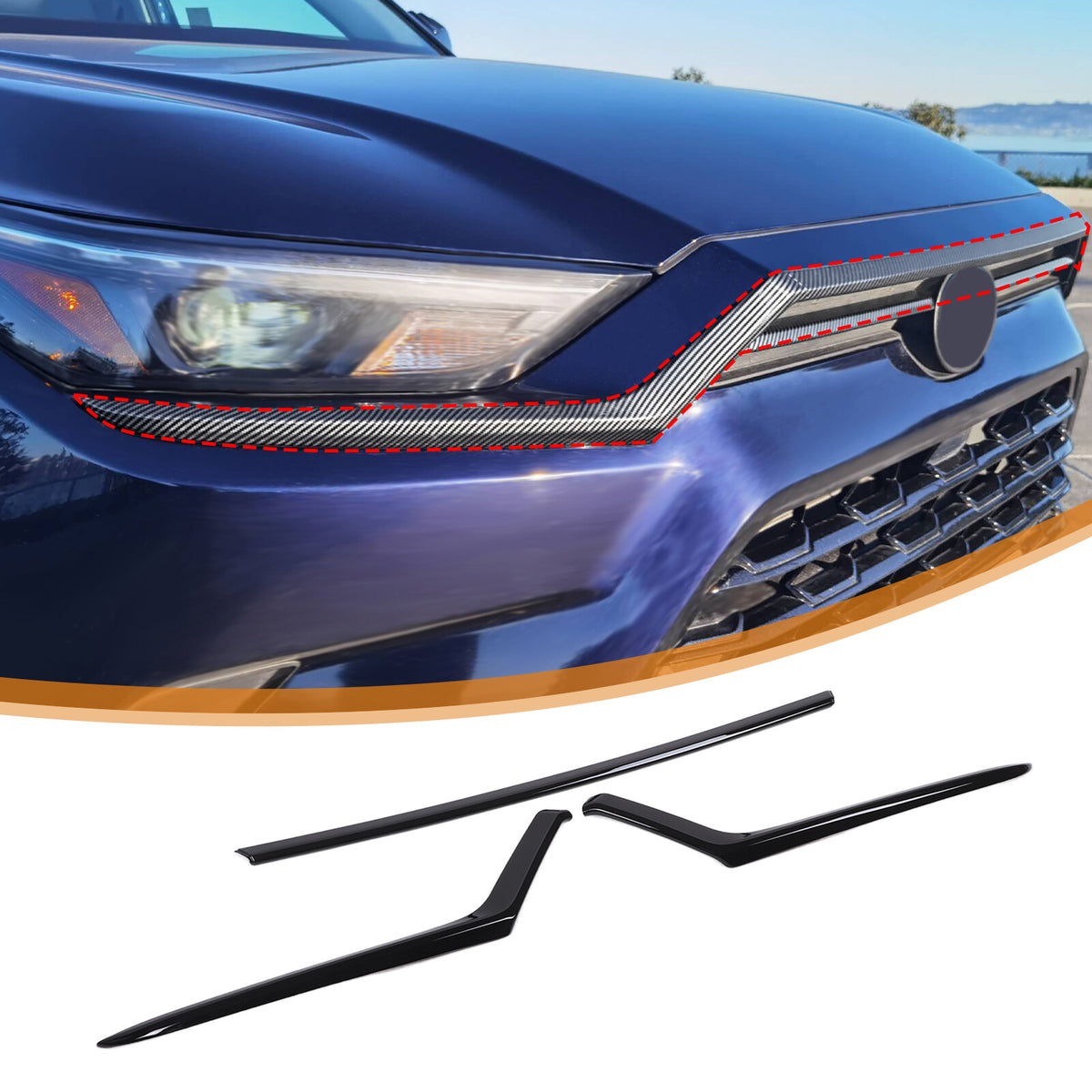 Glossy Black ABS Front Hood Trim Strip Trim For Toyota Grand Highlander 2024+ US 16