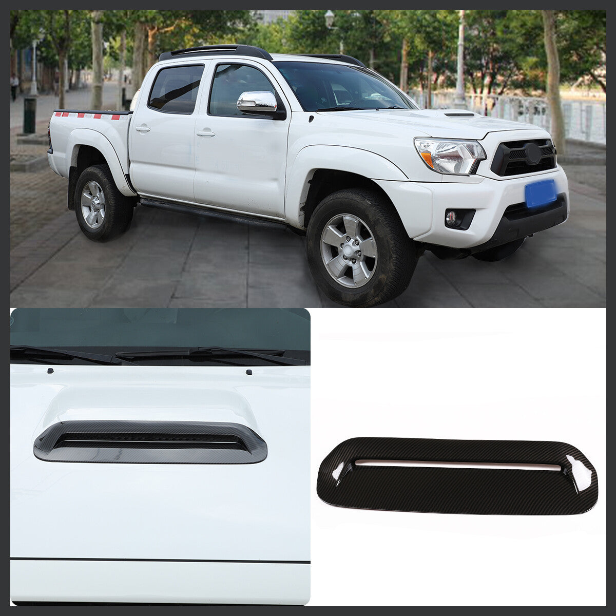Carbon fiber engine hood air outlet vent cover trim for Toyota Tacoma 13-15 9