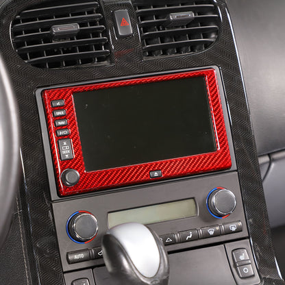 Red Real Carbon Fiber Center Navigation Screen Trim Cover For Corvette C6 05-13 19