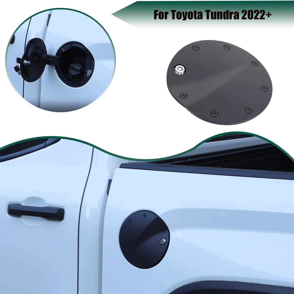 Locking Fuel Door Black Gas Tank Cap Cover Lock Key For Toyota Tundra 2022-2026 1