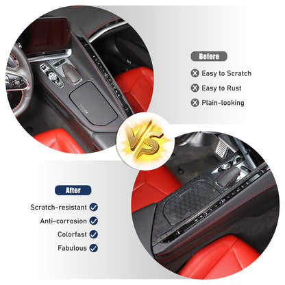 Real Honeycomb Carbon Fiber Center Console Gear Shift Panel Trim For C8 Corvette 22