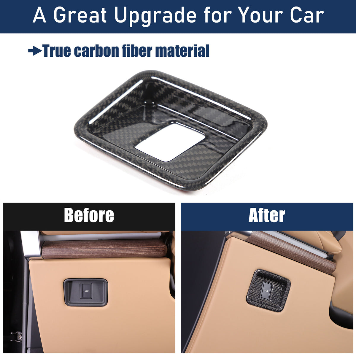 Real Carbon Fiber Inner Tailgate Switch Trim Cover For Range Rover Vogue 23+ 23
