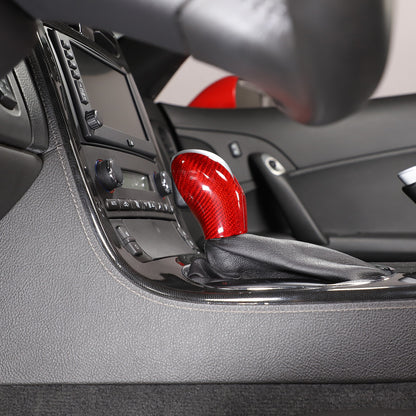 Red Real Carbon Fiber Center Gear Shift Knob Trim Cover For Corvette C6 2005-13 19