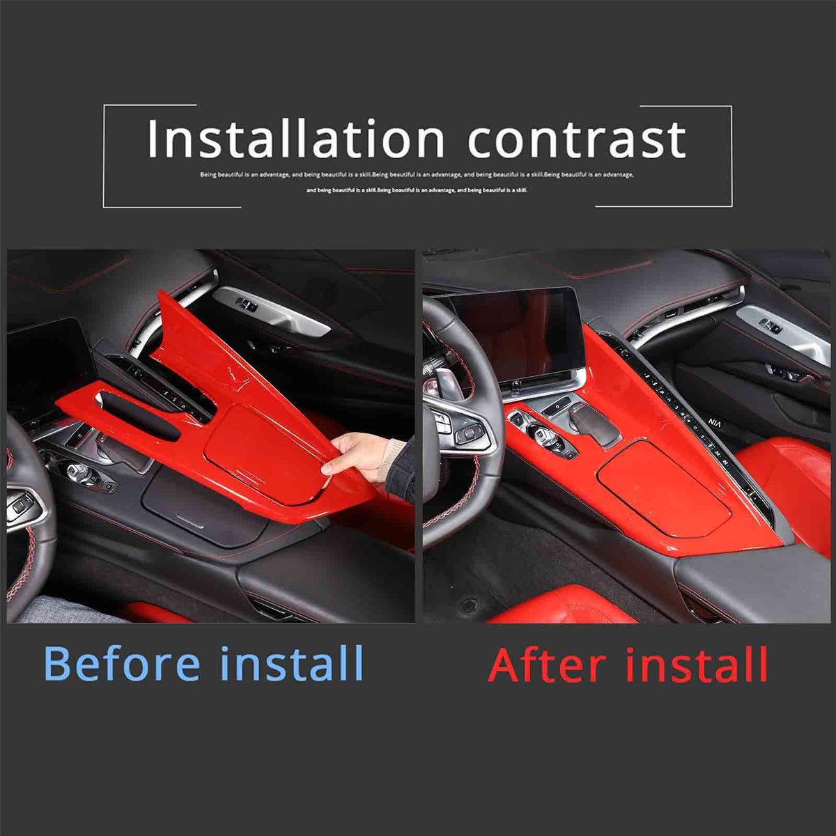 Red Full Interior Set Dash Panel Decor Cover Trim Kit For Corvette C8 2020-25 - Variants 11-15 64