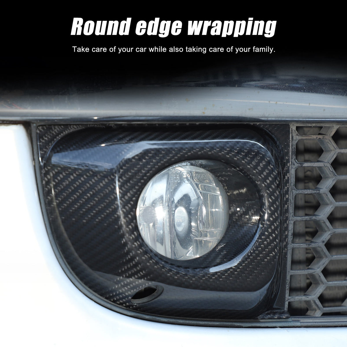 Real Carbon Fiber Front Fog Light Frame Trim For Fiat 500 312 2011-2015 4