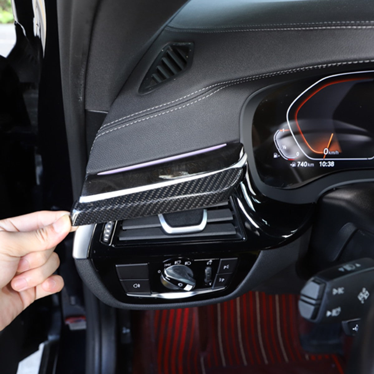 Real Carbon Fiber Center Left Air Vent Upper Trim For BMW 5 6 G30/G38/G32 US 9
