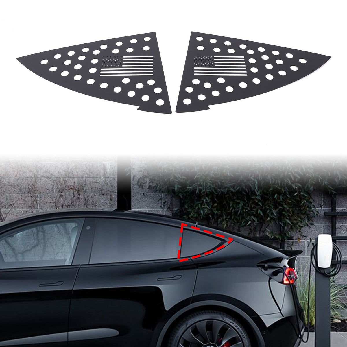 Honeycomb Exterior Rear Quarter Door Window Pillar Trim For Tesla Model Y 2