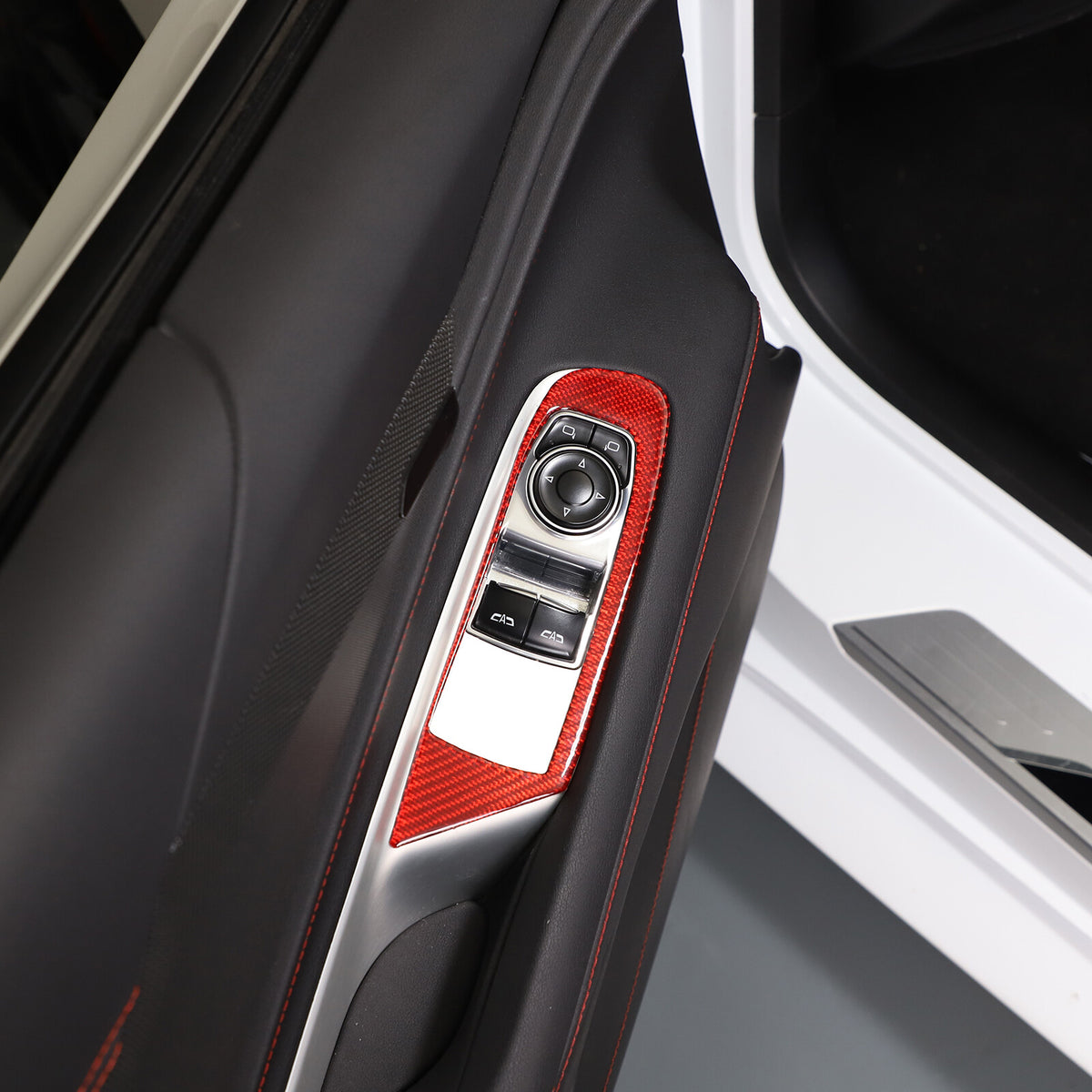 Red Soft Carbon Fiber Interior Decor Trim Kit Cover Set For Corvette C8 20-25 25