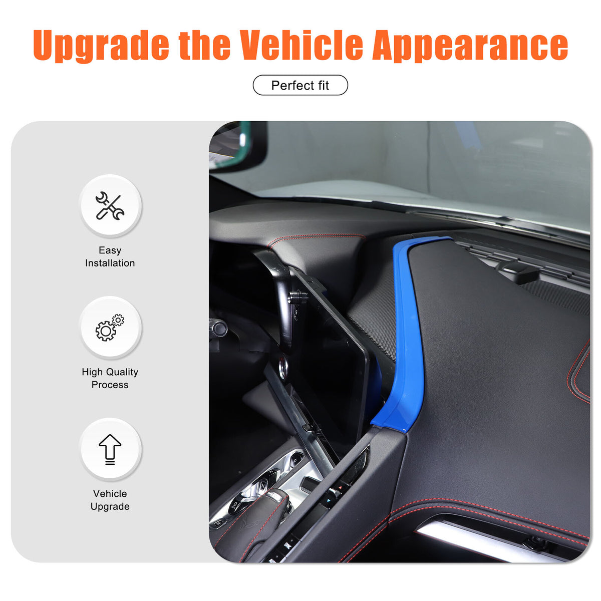 ABS Blue Interior Navigation Screen Rear Trim Cover For Corvette C8 2020-2025 24