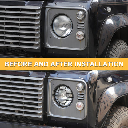 Front Lamp Headlight Cover Guard Net Trim For Land Rover Defender L316 2004-19 15