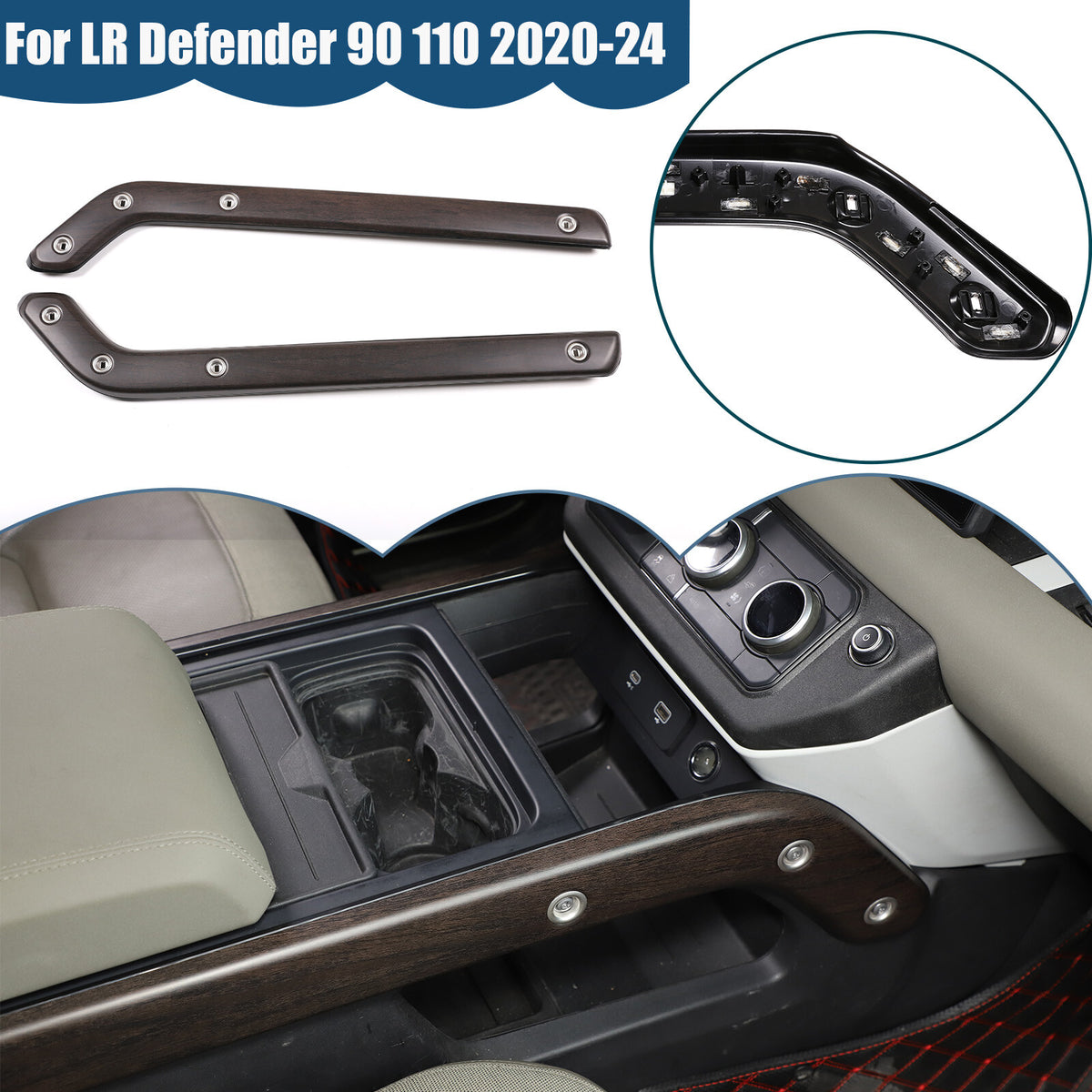 Replace ABS Oak Grain Center Console Gear Side Trim For LR Defender 2020-24 1