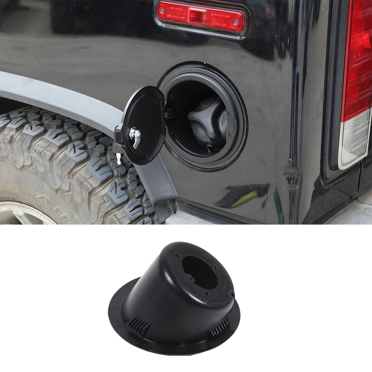 For Hummer H2 2003-2009 Black Locking Fuel Door Gas Tank Cap Cover Aluminum US 5
