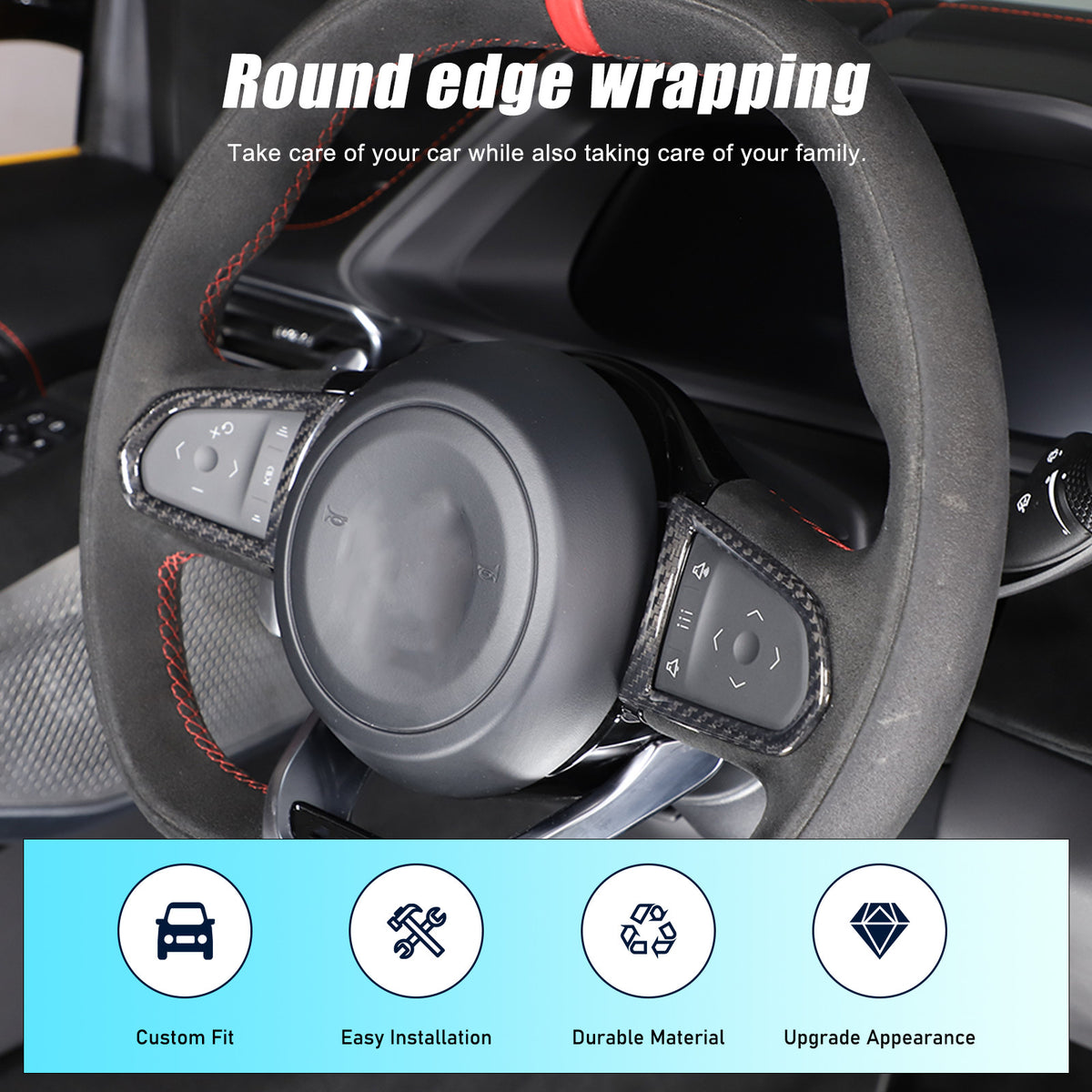 Real Carbon Fiber Steering Wheel Button Cover Trim For Lotus EMIRA 2021-25 US 10