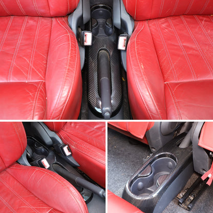 Real Carbon Fiber Handbrake & Cup Holder Panel Trim For Fiat 500 312 2007-2015 5