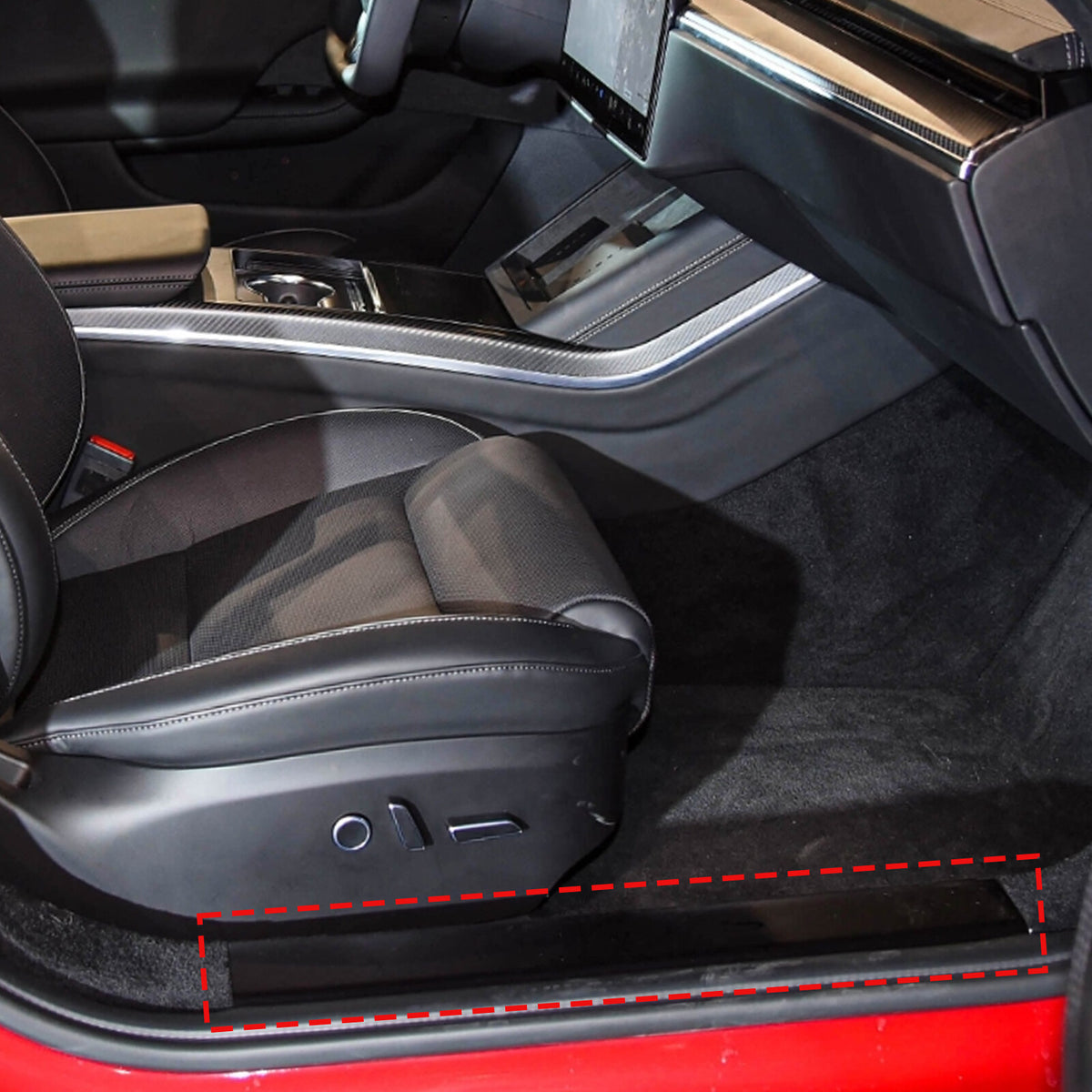 Matte Carbon Fiber Interior Door Sill Plate Guard Cover For Tesla Model S 2023+ 6