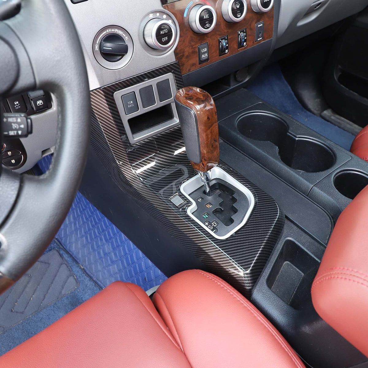 Carbon Fiber ABS Center Console Cover Trim Kit For Toyota Tundra 2007-2013 US 13