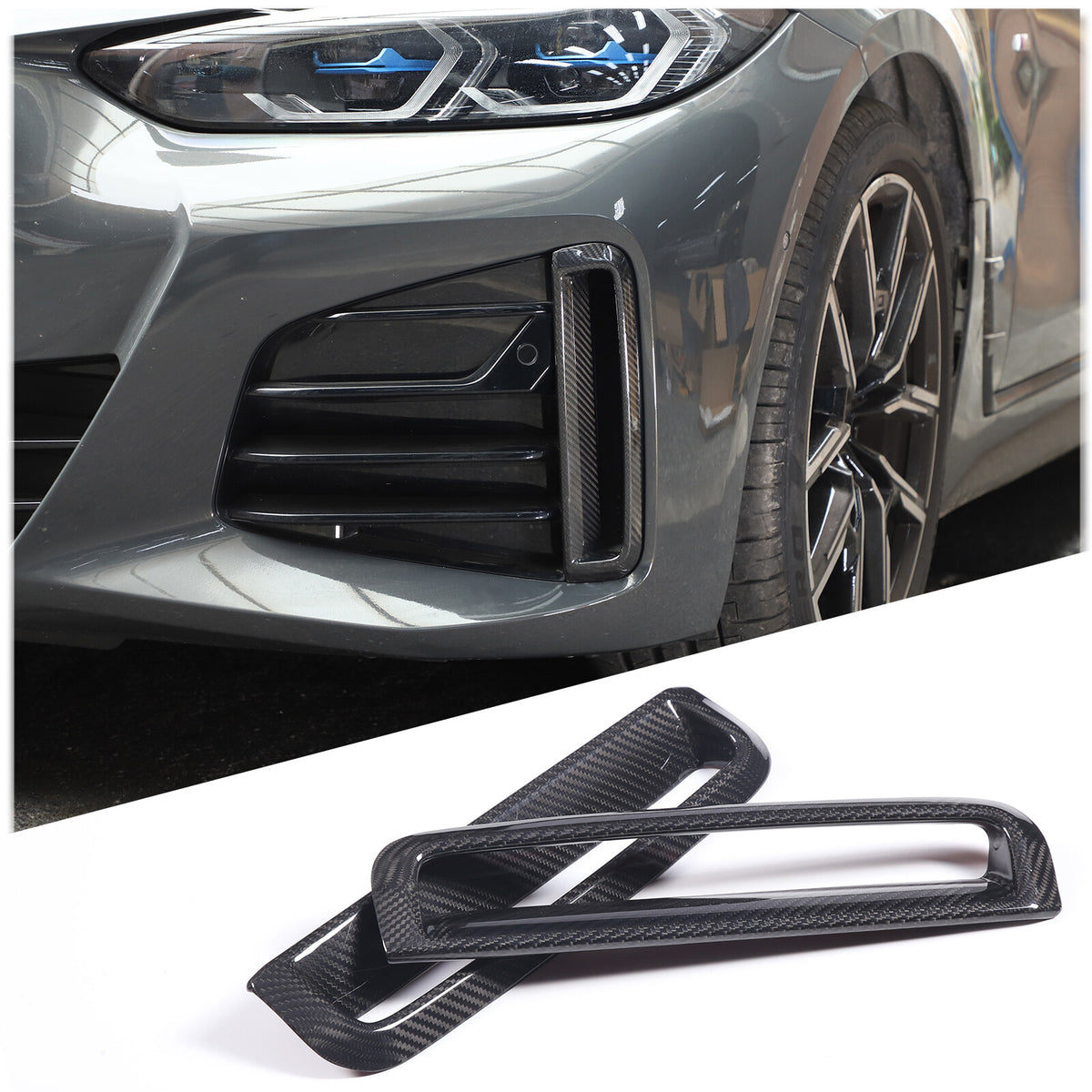 Real Carbon Fiber Front Fog Light Decor Cover Trim For BMW 4 series G26 2022-25 15