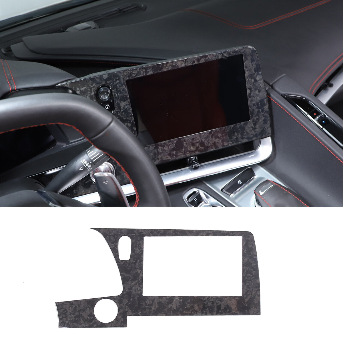 Forged Real Carbon Fiber Dashboard Navigation Srceen Frame Trim For Corvette C8 24