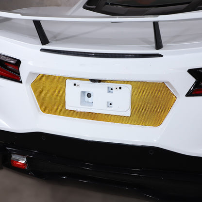Yellow Carbon Fiber Rear License Plate Frame Panel Sticker For Corvette C8 20-26 5
