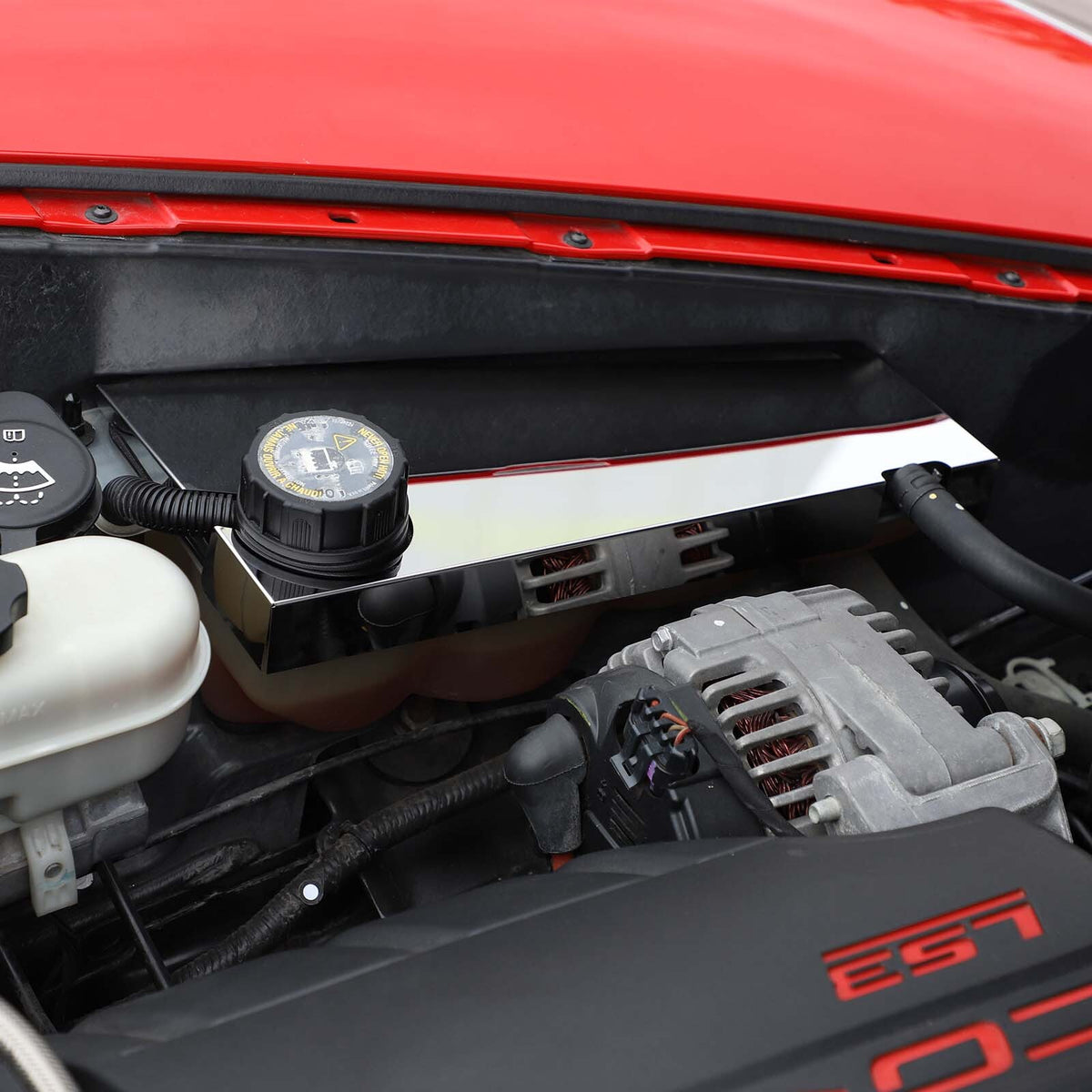 S. Steel RADIATOR TANK COVER engine Silver Trim For Corvette C6 2005-13 3