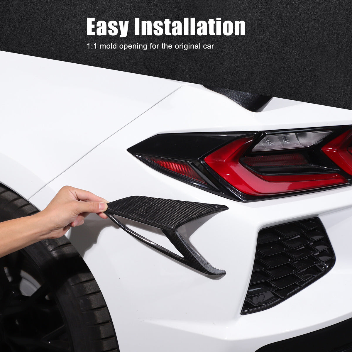 Real Carbon Fiber Rear Taillight Side Trim Cover for Corvette C8 2020+ US 10
