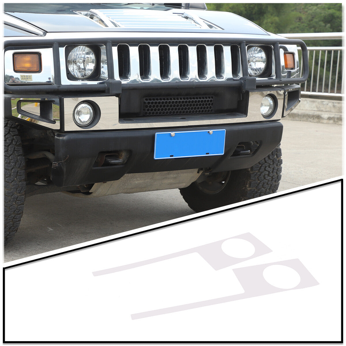 Steel Front Fog Light Decorative Cover Trim For Hummer H2 2003-09 1