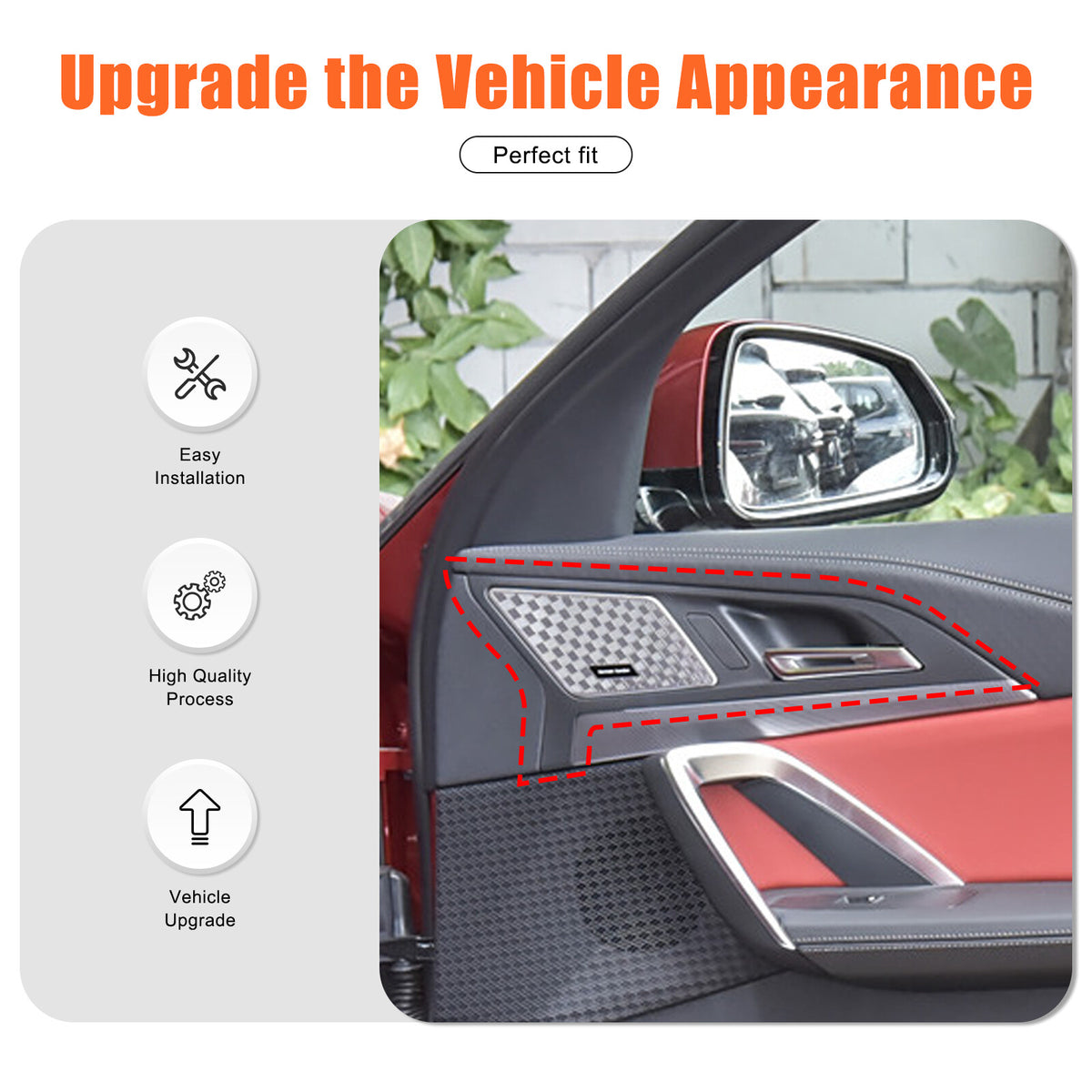 Black Grain Interior Door Handle Cover Trim For BMW X1 U11 /X2 U12 2023+ 11