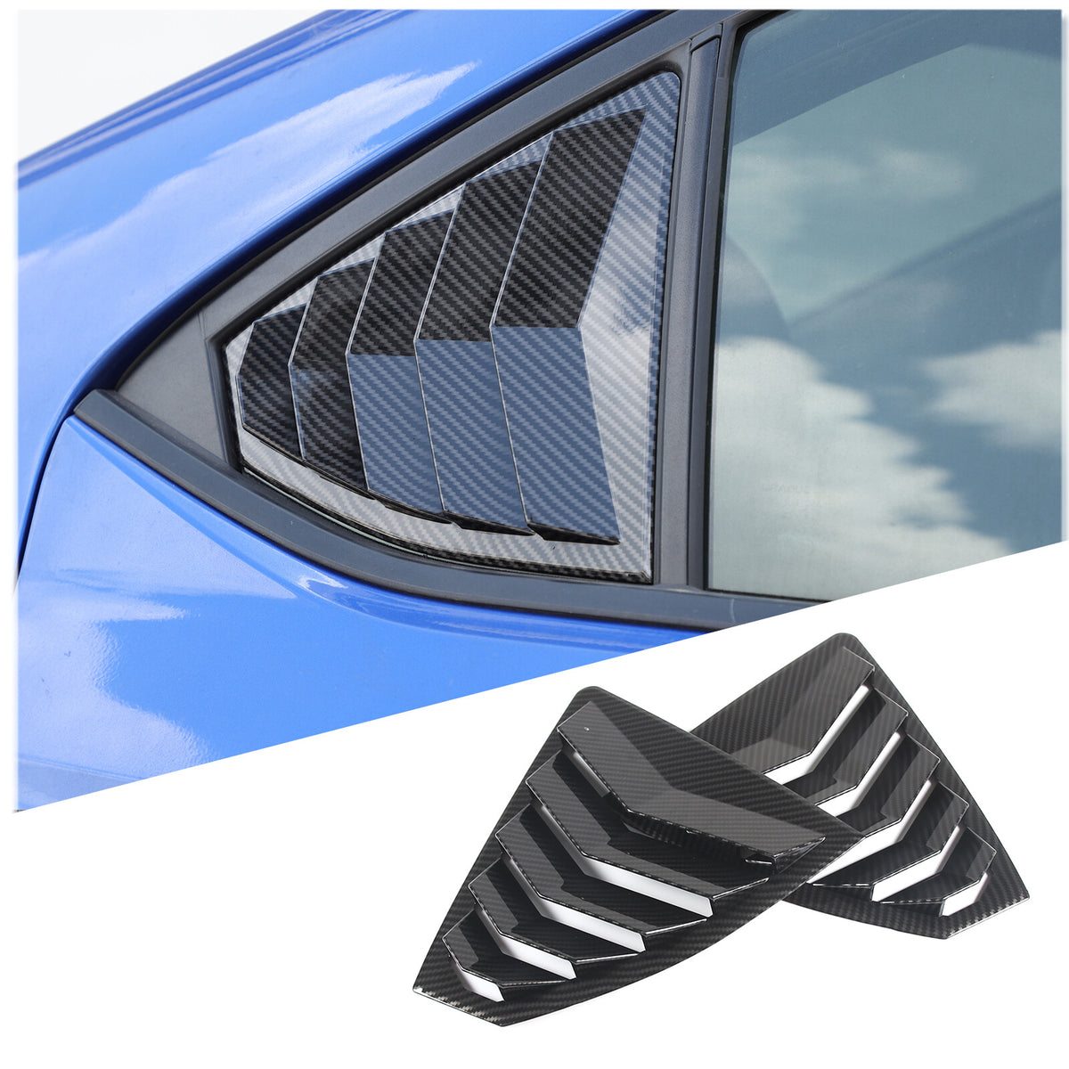 ABS Carbon Fiber Rear Window Louvers Shutter Blinds Trim For Subaru WRX VB 22-24 3