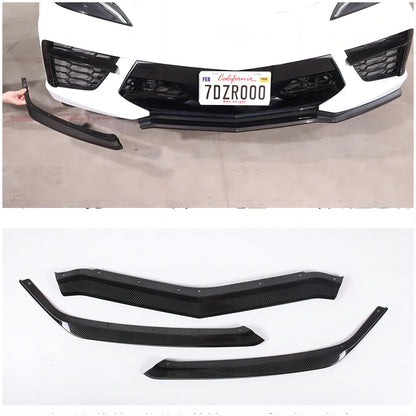 Replacement ABS Carbon fiber Front Bumper Lip Spoiler For Corvette C8 20-25 US 17