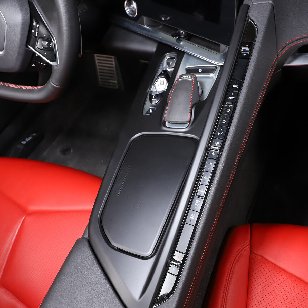 Matte black Center Console Gear Shift Panel Cover Trim For Corvette C8 2020-25 5