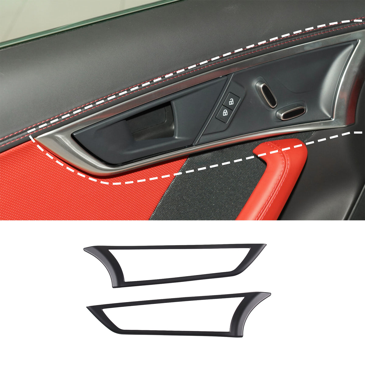 Matte Black Inner Door Handle Frame Cover Trim Fit For 2013-24 Jaguar F-TYPE US 12