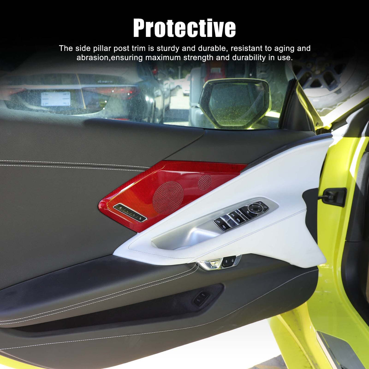 Red Real Carbon Door Speaker Cover Trim For Corvette C8 Z51 Coupe 2LT 3LT 20-26 10