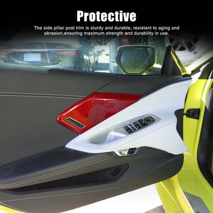 Red Real Carbon Door Speaker Cover Trim For Corvette C8 Z51 Coupe 2LT 3LT 20-26 10