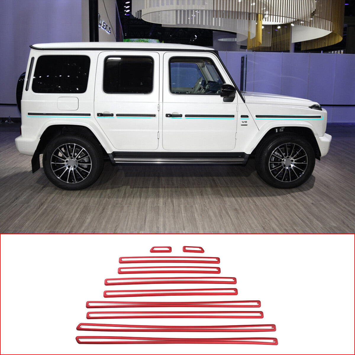 ABS Carbon Fiber Door Body Side Molding Trim For Benz W464 G500 G63 AMG 2019+ 3
