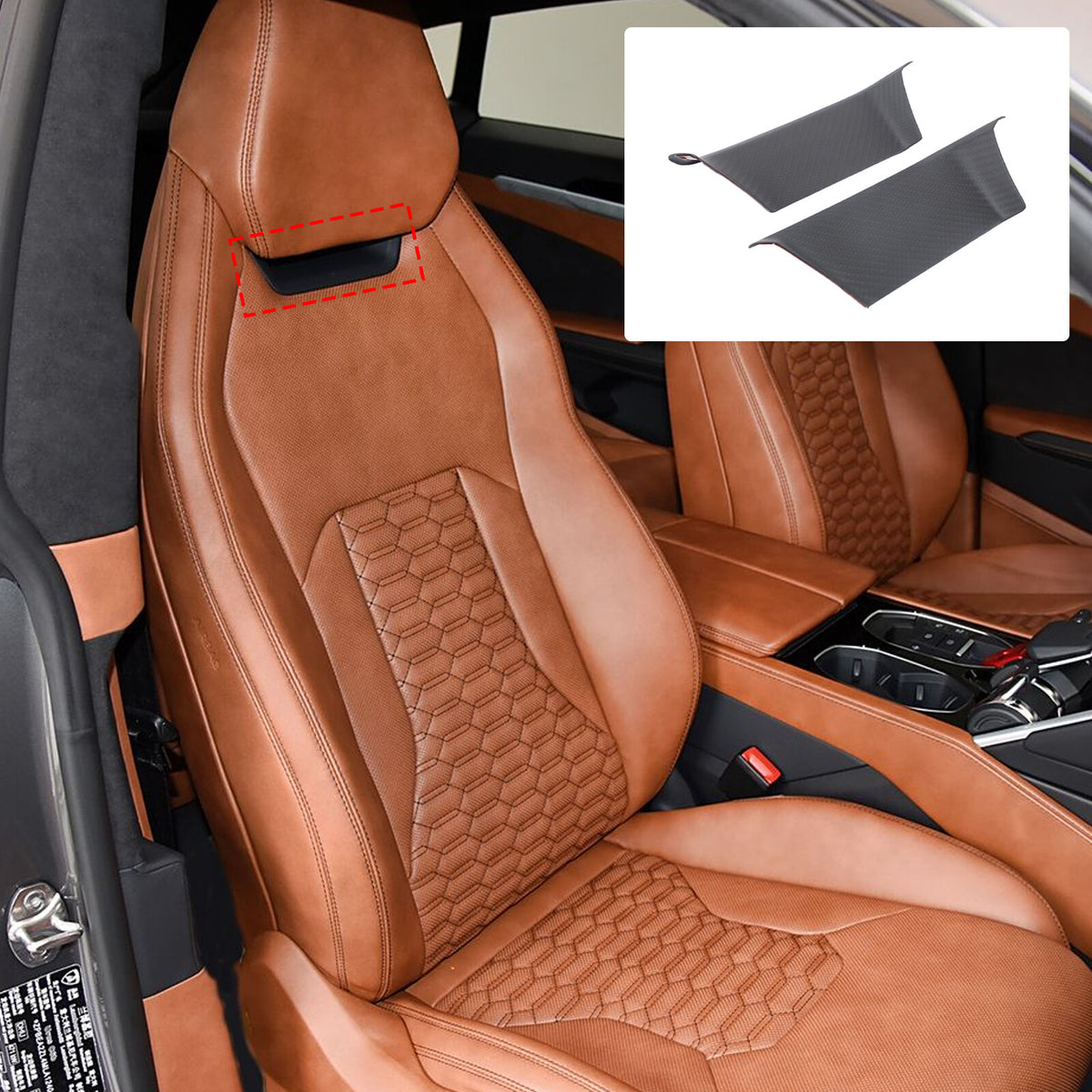 Matte Real Dry Carbon Fiber Seat Headrest Cover Trim For Lamborghini URUS 18-23 10