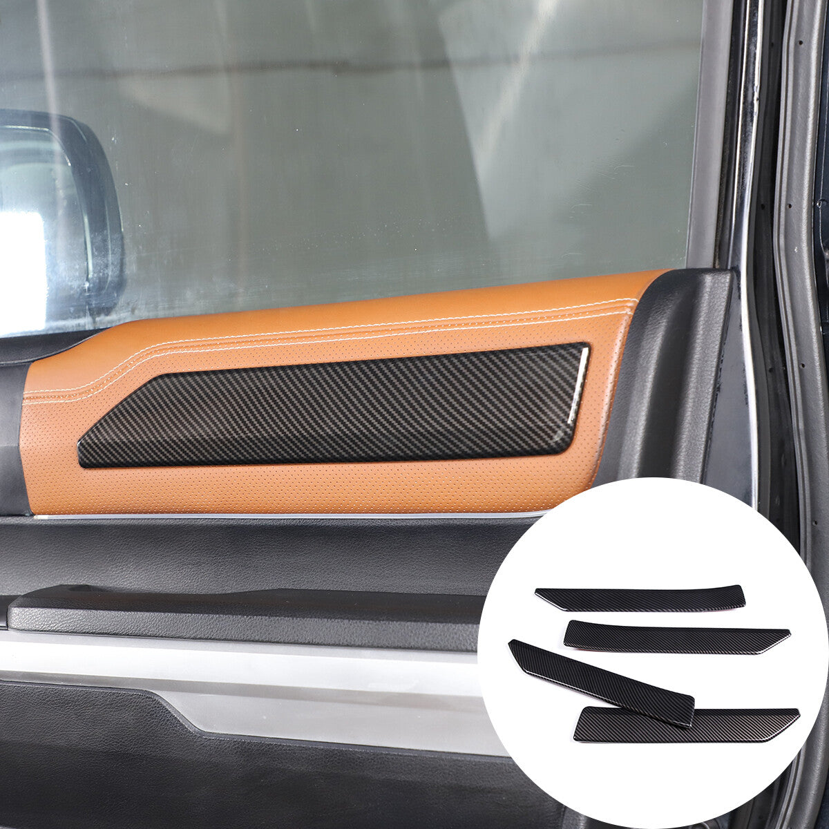 ABS Carbon Fiber 4-Door Panel Trim Cover for 2014-2021 Toyota Tun-dra 1