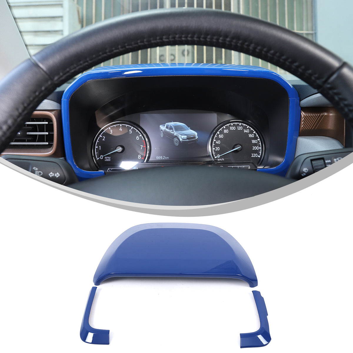 ABS Blue Center Dashboard Cover Trim for Ford Maverick 2022+ 11
