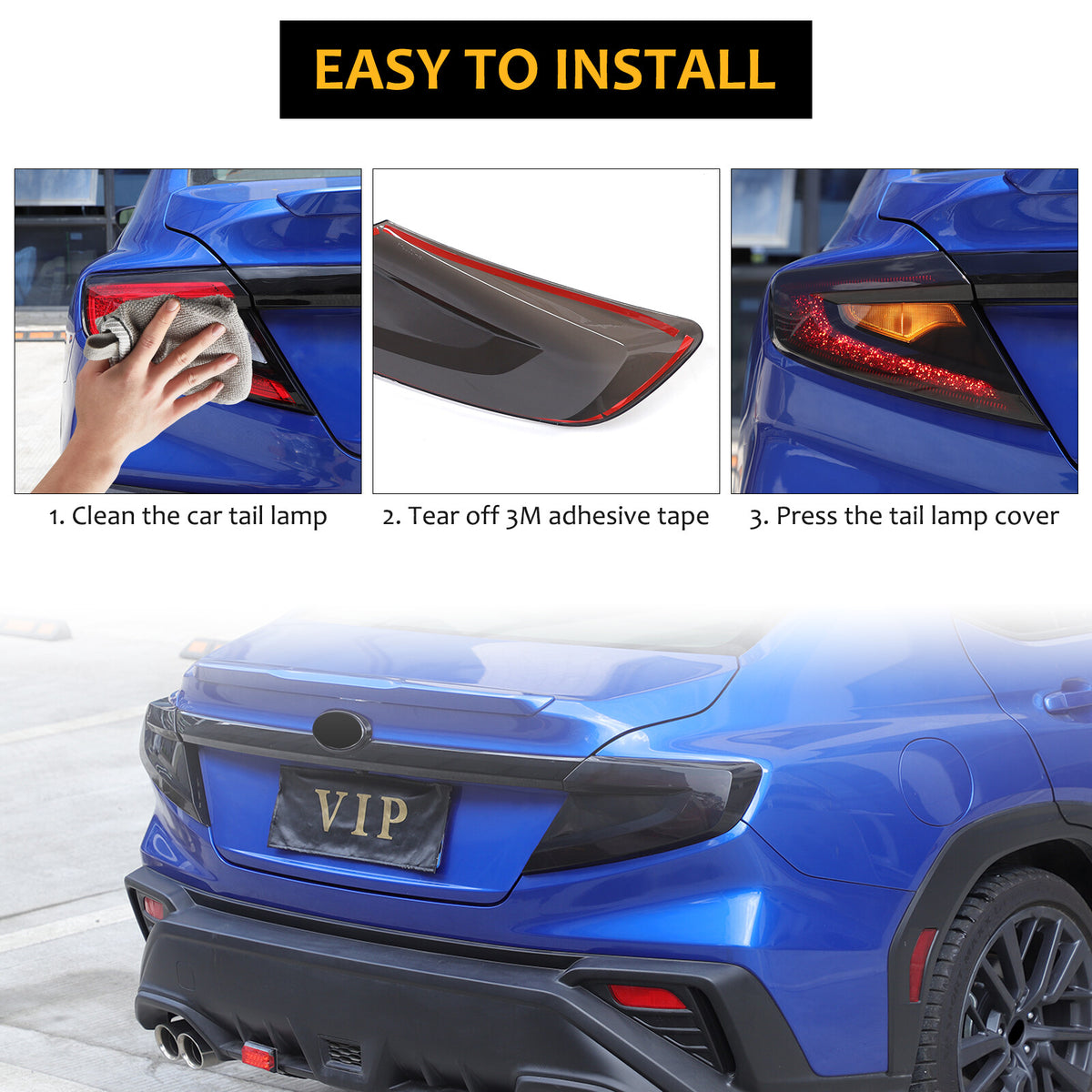 Smoked Tail Light Cover Rear Light Guards Trim Set For Subaru WRX 2022-2024 3