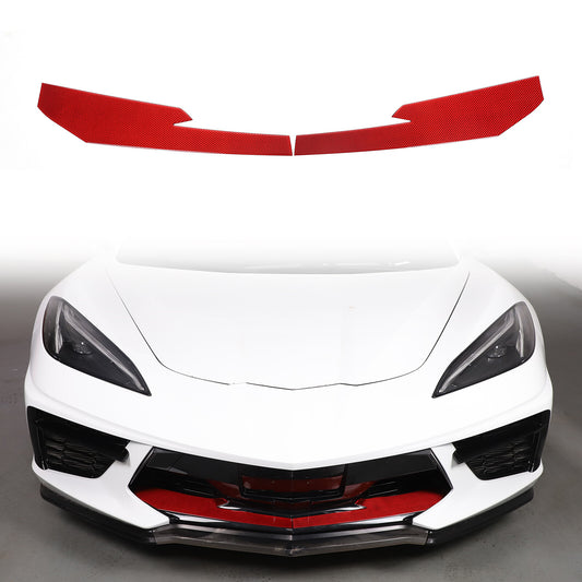 Red Carbon Fiber Car Exterior Front Lip Cover Trim Sticker For Corvette C8 20-25 1