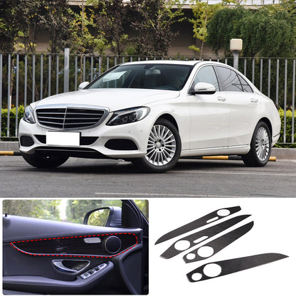 Real Carbon Fiber Interior Door Panel Trim For Benz C GLC Class W205 2014-20 8