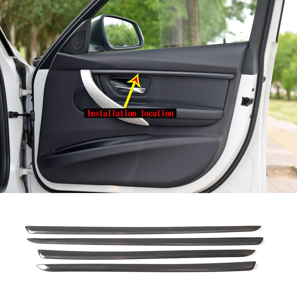 Real Carbon Fiber Inner Door Panel Strip Trim For BMW 3 4 Series GT 2013-2020 13