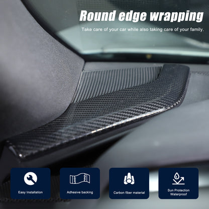 Real Carbon Fiber Dashboard Side Console Pitched Horn Cover For Corvette C8 20+ 17