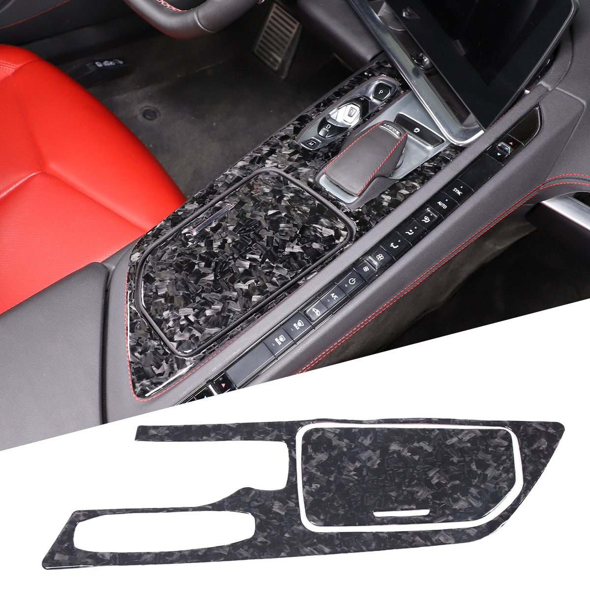 Forged Carbon Fiber Console Storage Panel Sticker Trim For Corvette C8 2020-25 2